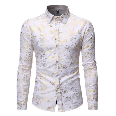 Camisa Casual de Hombre con Estampado Metalizado y Solapa - Image 14