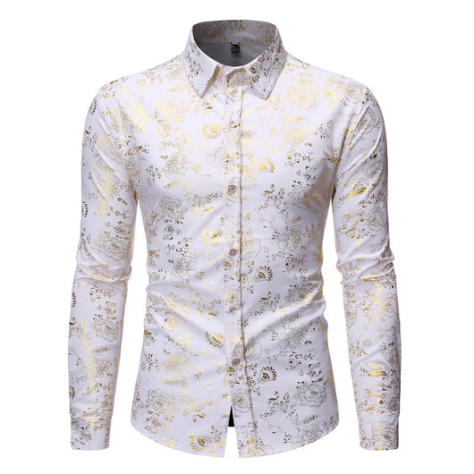 Camisa Casual de Hombre con Estampado Metalizado y Solapa - Image 14