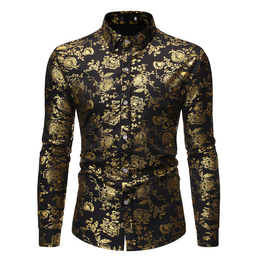 Camisa Casual de Hombre con Estampado Metalizado y Solapa - Image 12