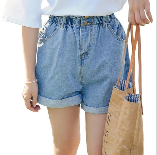 Shorts de Mezclilla Elástica Cintura Alta para Mujer - Estilo Verano Amplio y Cómodo - Image 7