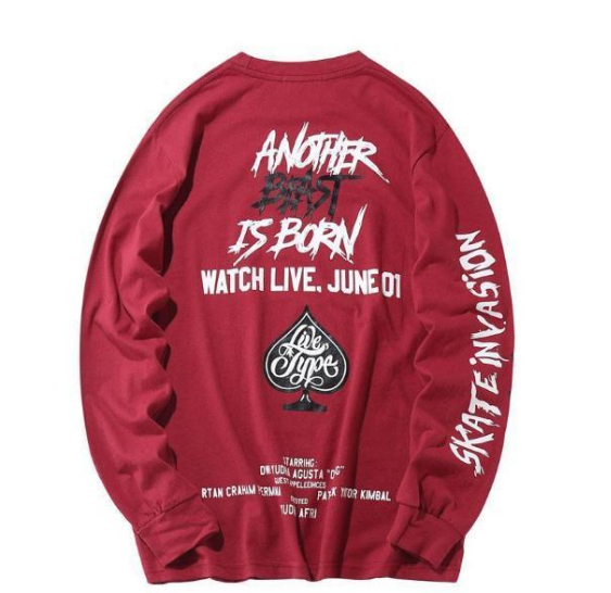 Camiseta de Manga Larga con Estampado de Letras Urbanas - Estilo Hip Hop Europeo