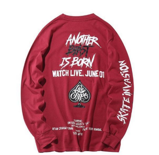 Camiseta de Manga Larga con Estampado de Letras Urbanas - Estilo Hip Hop Europeo