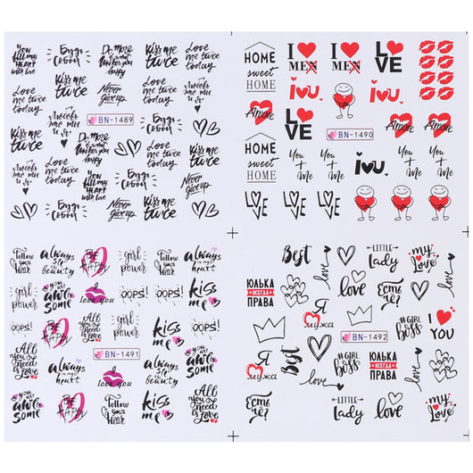 Calcomanías de Uñas con Diseño de Labios y Letras - Colección Love - Image 4