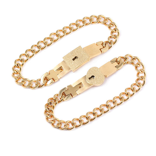 Conjunto de Joyas para Pareja de Acero de Titanio - Pulsera de Candado y Collar de Llave - Image 7