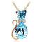 Creative Lady Cute Bow Kitty Crystal Necklace Oceanblue Dorado