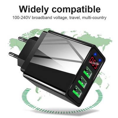 Cargador USB Triple Puerto con Pantalla LED 3A - Image 8