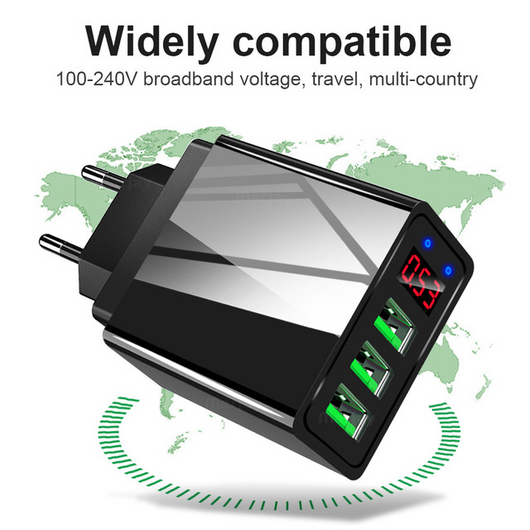 Cargador USB Triple Puerto con Pantalla LED 3A - Image 8