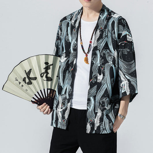 Cardigan Kimono Japonés con Mangas Cortas - Image 3