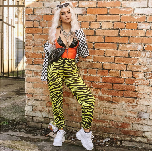 Pantalones de Chándal Estampado Cebra Amarillo