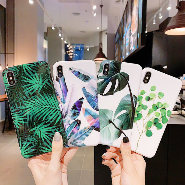 Funda protectora premium para teléfono con diseño de hojas