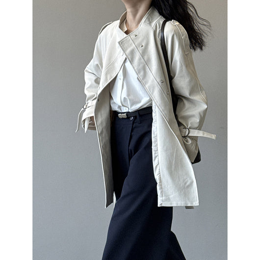Abrigo Trench Casual Holgado con Cuello de Pie para Mujer - Image 4
