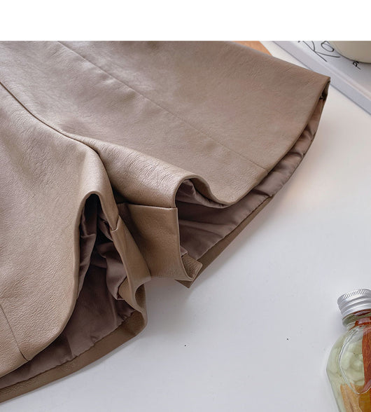 Pantalón de Cuero PU Cintura Alta Pierna Ancha Estilo Minimalista - Image 14