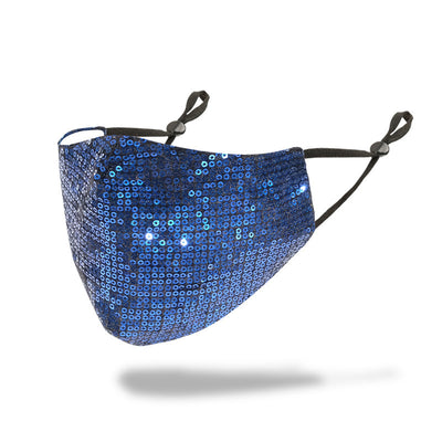 Green sequined adult face mask with adjustable black ear loops, designed for dust protection. - Image 14