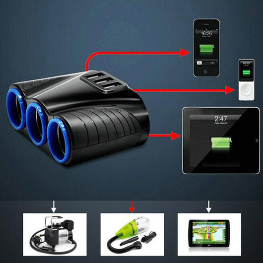 Encendedor Vehicular Multifunción con Doble USB 120W para Carga Rápida