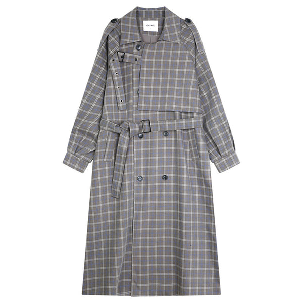 Abrigo Trench Coat Cuadrille Suelto Doble Botonadura para Mujer - Image 4
