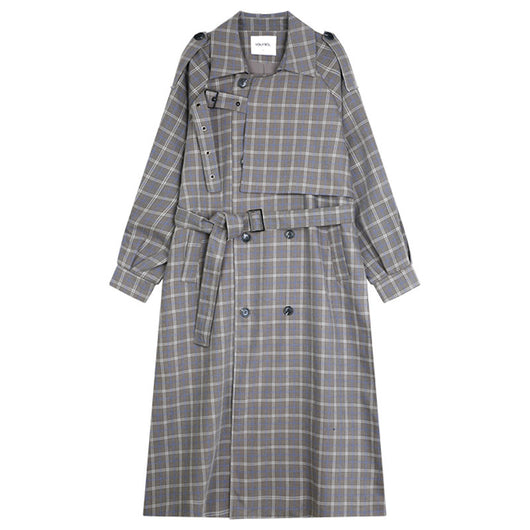 Abrigo Trench Coat Cuadrille Suelto Doble Botonadura para Mujer - Image 4