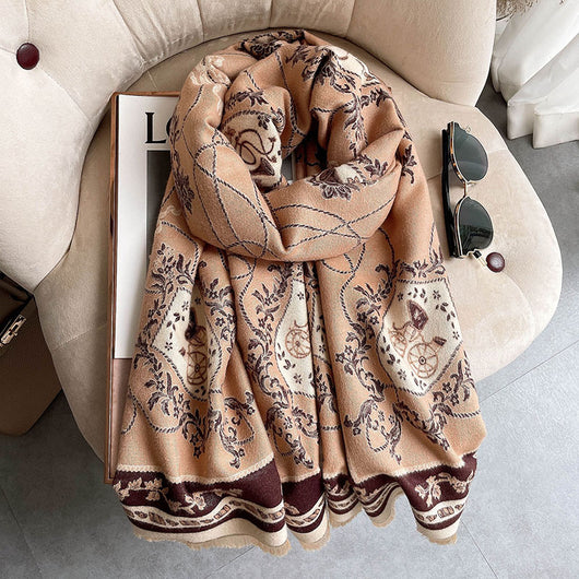 Bufanda de Cachemira con Diseño Japonés para Mujer - Otoño e Invierno - Image 10