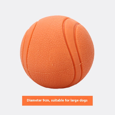 Orange rubber pet toy ball with textured surface and grooved lines, 5cm diameter, suitable for small dogs. - Image 17
