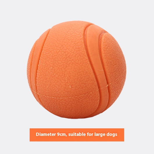 Orange rubber pet toy ball with textured surface and grooved lines, 5cm diameter, suitable for small dogs. - Image 17