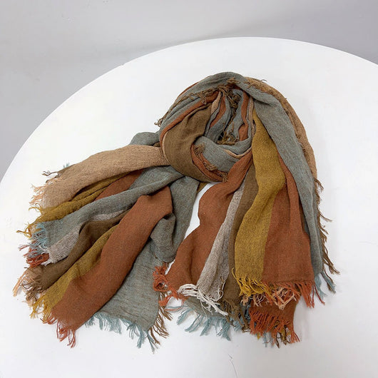 Pañuelo de Algodón y Lino a Rayas - Chal Suave para Mujer - Image 19