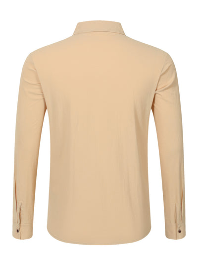 Camisa Cardigan Lino Hombre Fit Relajado Color Sólido - Image 38