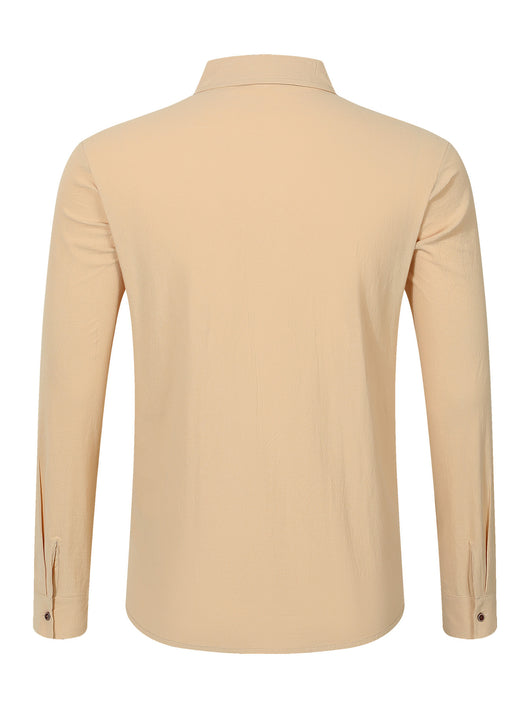 Camisa Cardigan Lino Hombre Fit Relajado Color Sólido - Image 38