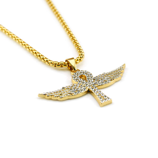 Dije Alas de Ángel Hip Hop con Diamantes Dorados - Image 3