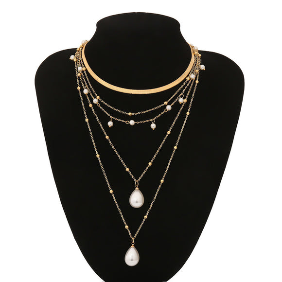 Collar de Novia con Perlas y Borlas Multicapa