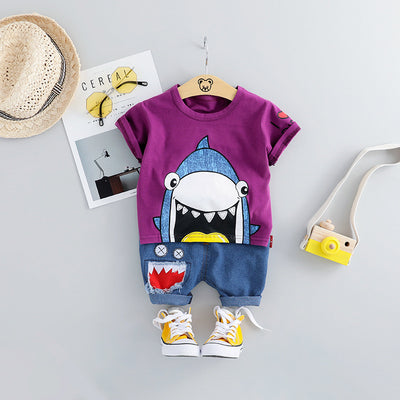 Traje Corto Estampado Tiburón - Diseño Coreano Fresco para Verano - Image 3