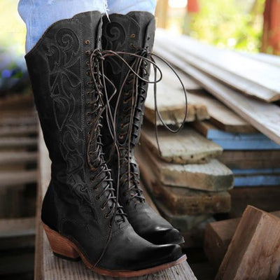 Botas Medianas de Caña con Encaje y Tacón Grueso para Mujer Tallas 40-43 - Image 12