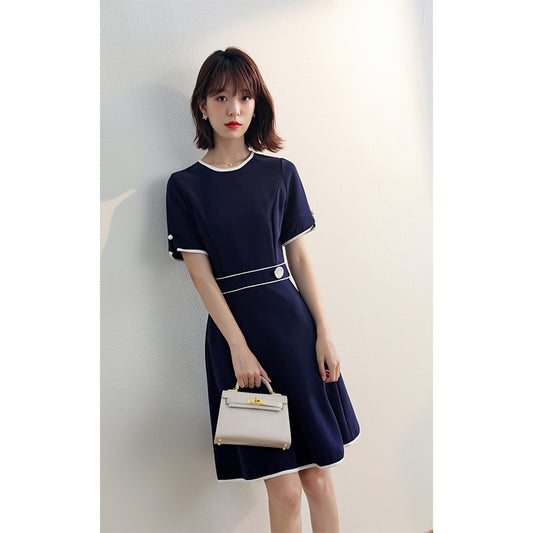 Vestido Contraste de Colores Manga Corta Línea A para Mujer - Image 2