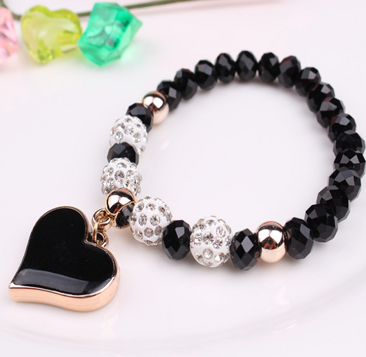 Pulsera Elástica de Cristal con Corazón - Brazalete Ajustable - Image 2