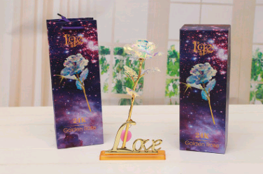 Conjunto de Rosas Doradas Luminosas 24K - Image 2