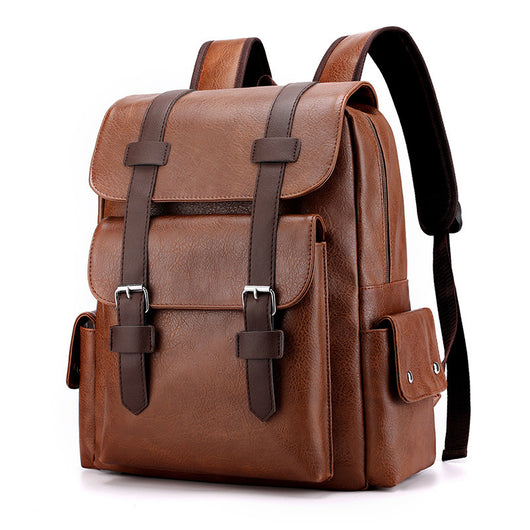 Mochila Ejecutiva Retro de Cuero Sintético con Compartimento para Laptop - Image 11