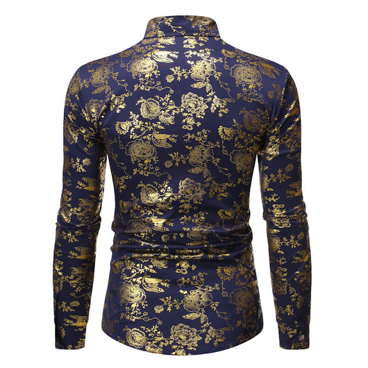 Camisa Casual de Hombre con Estampado Metalizado y Solapa - Image 20