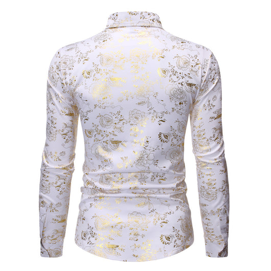Camisa Casual de Hombre con Estampado Metalizado y Solapa - Image 16