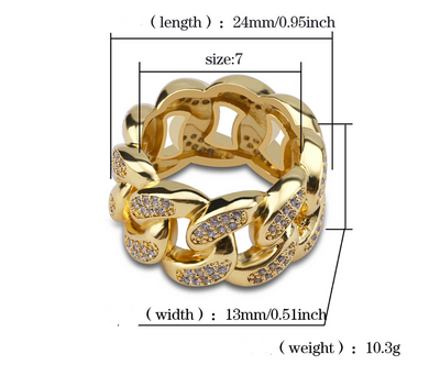Anillo Cuban Link Dorado Hip Hop Ice Cube para Hombre - Image 4