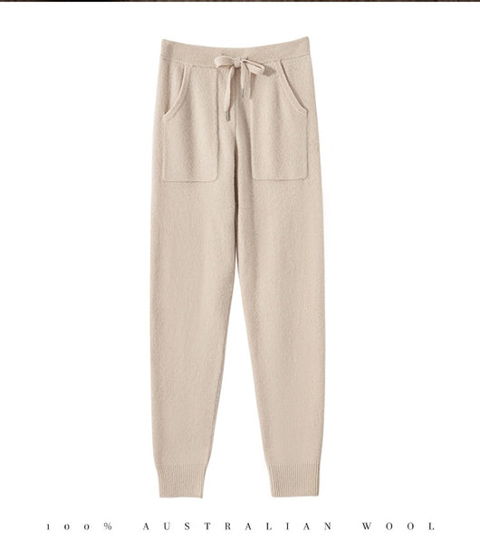 Pantalones de Punto Otoño-Invierno para Mujer, Cintura Alta Drapeado Elegante Efecto Adelgazante - Image 12