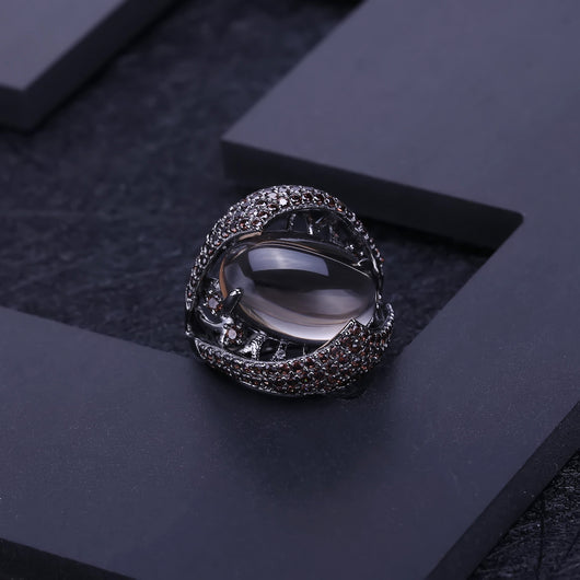 Anillo de Plata Esterlina S925 Retro Lujo con Gemas Naturales Incrustadas - Image 3