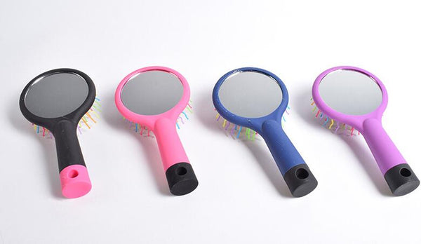 Cepillo Desenredante Antiestático con Espejo - Masaje Ondulado para Cabello Liso