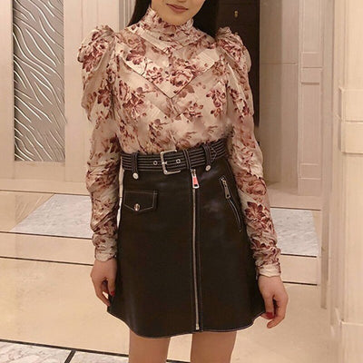 Blusa Manga Larga con Volantes y Pliegues Estampada - Image 3