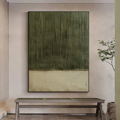 Cuadro Abstracto Moderno Grande Pintura Acrílica Texturizada Verde para Sala de Estar - Image 5