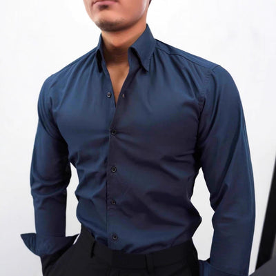 Camisa de Trabajo Clásica de Color Sólido para Hombre - Image 5
