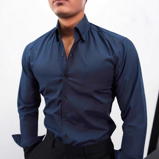 Camisa de Trabajo Clásica de Color Sólido para Hombre - Image 5