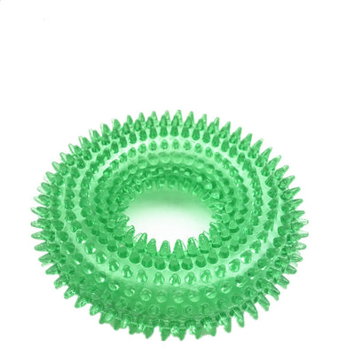 Translucent blue spiky donut-shaped pet toy made of TPR, designed to be bite-resistant and produce sound. - Image 20