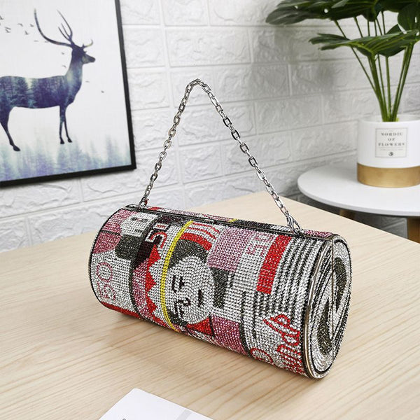 Bolso de Noche Redondo con Diamantes de Cristal para Mujer