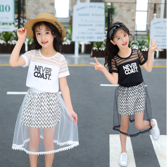 Vestido Casual de Malla con Letras para Niñas - Image 2