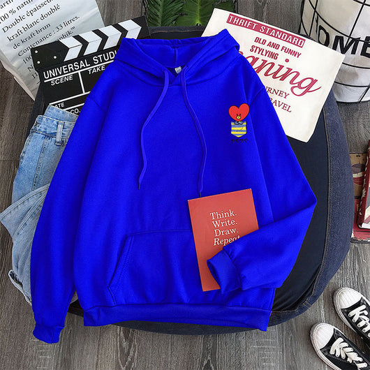 Sudadera de Pareja con Bolsillos Falsos y Patrón de Muñecas - Colores Pastel Personalizables - Image 3