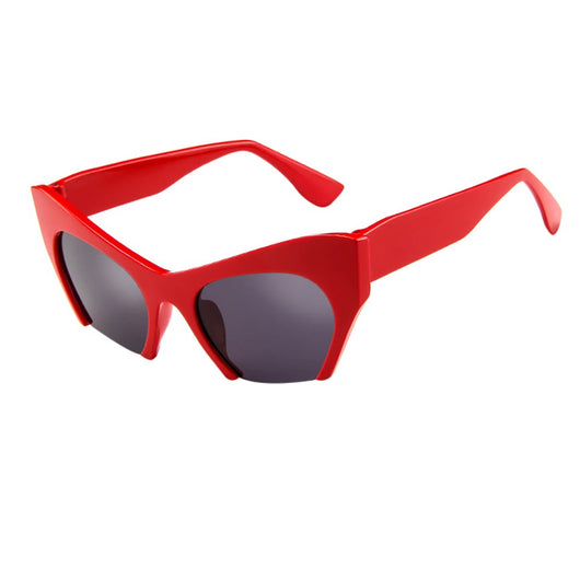 Red cat-eye sunglasses with silver mirrored lenses, featuring a bold retro frame design. - Image 15
