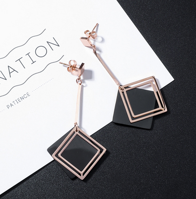 Aretes de Acero Titanio Geométricos con Borlas - Diseño Moderno y Versátil - Image 11